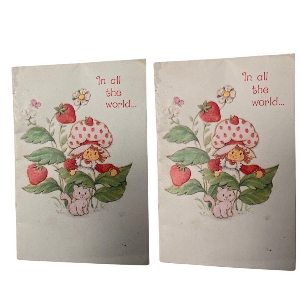 2 Rare Early Vintage Strawberry Shortcake Card 1980 American Greetings Embossed